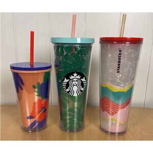 Starbucks Set of Three‎ Insulated Cold Drink Cups 2-24 OZ 1-16 OZ